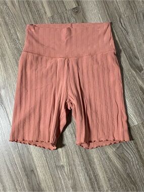 Aerie Offline High-Rise Ribbed Bike Shorts - Dusty Terracotta Pink